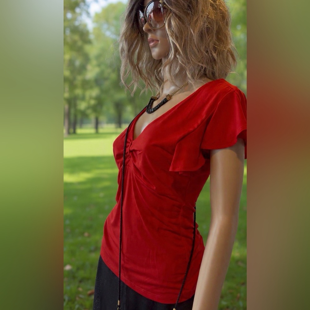 NWOT Venus Gorgeous and Elegant Red Ruffle Too Sz Small. Perfect for Valentine’s